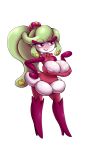  2017 absurd_res alpha_channel alternate_hairstyle areola areola_slip big_breasts biped blush breasts elfdrago female flora_fauna green_hair hair hand_on_hip hi_res humanoid long_hair looking_aside multicolored_body nintendo non-mammal_breasts not_furry plant pok&eacute;mon pok&eacute;mon_(species) pok&eacute;morph pseudo_clothing purple_body purple_eyes simple_background smile solo standing transparent_background tsareena video_games white_body 