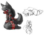  anthro ass_up bdsm black_fur black_hair bondage bound canine frogtied fur gag hair kneeling legs_tied looking_at_viewer mammal multiple_poses muzzle_(object) pose solo sorrynothing 