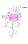  5_fingers anthro bed big_breasts blush book boss_monster bra breast_expansion breasts butt caprine clothed clothing dialogue eyelashes female goat greasymojo_(artist) growth horn huge_breasts magic mammal navel panties reading sitting slightly_chubby solo spell spell_casting spellcasting thick_thighs toriel undertale underwear video_games 
