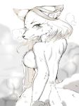  bath big_breasts breasts canine female fox hakumen looking_back mammal nude steam tokyo_afterschool_summoners towel 