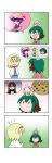 &gt;_&lt; 5girls :d =_= ^_^ absurdres alice_margatroid animal_ears arrow bag blonde_hair blue_dress blush_stickers book bow brown_hair capelet children's_book closed_eyes comic crescent crescent_moon_pin dress fairy_wings flower flying_sweatdrops gradient gradient_background gradient_hair green_hair hair_bow hair_ribbon hairband hat highres hijiri_byakuren kasodani_kyouko leaf lily_white lolita_hairband mob_cap multicolored_hair multiple_girls no_mouth o_o on_head open_mouth patchouli_knowledge purple_hair rakugaki-biyori ribbon shaded_face silent_comic smile spoken_character sweat sweatdrop sweating_profusely touhou trembling tress_ribbon twintails wings worried xd 