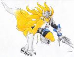  2014 anthro armor black_eyes breasts canine claws female fox indigod3stiny land_of_chaos land_of_chaos_online looking_at_viewer mammal solo spiky_hair weapon 