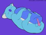  2018 anatomically_correct anatomically_correct_balls anatomically_correct_penis black_claws body_pillow bt21 claws erection fur inexcusable_trash281 koala koya_(bt21) male mammal marsupial morning_wood multicolored_fur penis pillow precum purple_nose simple_background sleeping solo two_tone_fur wet_spot 