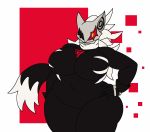  anthro belly big_belly big_breasts black_fur breasts canine crossgender female fur infinite_(sonic) jackal mammal mask mizz-britt obese overweight overweight_female phantom_ruby sonic_(series) sonic_forces white_fur 