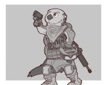  2017 anthro clothed clothing digital_media_(artwork) fully_clothed greyscale gun handgun knee_pads male mammal marines medic military monochrome mustelid otter ranged_weapon rifle sea_otter solo underwotter weapon wulf_delmar 