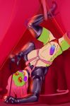  amphibian balls bikini boots close-up clothed clothing curtains dancing exavier fen.seiyu footwear frog green_skin hair harness leash lipstick long_hair looking_at_viewer makeup male orange_sclera penis pink_hair pole pole_dancing rubber skimpy solo spandex swimsuit tight_clothing 