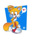  anthro azureblueworld canine clothing footwear fox male mammal miles_prower shy signature solo sonic_(series) video_games 