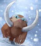  gen_4_pokemon highres looking_at_viewer mamoswine no_humans outdoors pokemon pokemon_(creature) snow snowing tesshii_(riza4828) tusks 