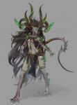  ambiguous_gender claws clothed clothing deity demon duo female female_focus fox_xd glowing hair hi_res horn jewelry kiguri loincloth long_hair macro mammal rat rodent skaven solo_focus spikes the_horned_rat thorns translucent warhammer_(franchise) warpstone 