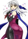  :d ass bangle bare_shoulders black_gloves black_legwear blue_scarf blush bracelet commentary_request dress elbow_gloves fingerless_gloves fire_emblem fire_emblem:_akatsuki_no_megami gloves hair_ribbon half_updo jewelry long_hair looking_at_viewer looking_back micaiah open_mouth pantyhose ribbon scarf shiny shiny_clothes side_slit silver_hair sleeveless sleeveless_dress smile solo twitter_username yellow_eyes yukia_(firstaid0) 