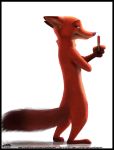  butt canine disney fox fur green_eyes letodoesart looking_at_viewer male mammal nick_wilde nude orange_fur simple_background solo standing white_background zootopia 