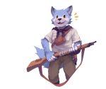  2018 5_fingers anthro canine clothing digital_media_(artwork) fur gun hi_res kemono lower lowergold lowerkuo male mammal ranged_weapon simple_background weapon white_background 