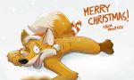  anthro candy candy_cane canine christmas english_text food fox holiday_message holidays male mammal paintfox paintfox_(character) simple_background snowflake solo text white_background 
