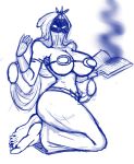  5_toes abriika barefoot big_breasts book breasts clothing feet female humanoid humanoid_feet not_furry sketch solo toes zp92 