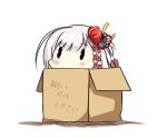  azur_lane bad_id bad_pixiv_id bangs blush box cardboard_box commentary_request eyebrows_visible_through_hair for_adoption hair_between_eyes hair_ornament hatsuzuki_527_(style) in_box in_container long_hair mole mole_under_eye nagato-chan shoukaku_(azur_lane) silver_hair solid_oval_eyes solo tears translation_request white_background 