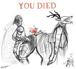 2017 anthro antlers armor beast_(bloodborne) big_breasts big_butt black_and_white_and_red blood bloodborne breasts butt clapping crossover dancer_of_the_boreal_valley dark_souls dark_souls_3 death_by_snu_snu english_text female fullmetalmentalist fur group helmet horn huge_breasts human humanoid larger_female male mammal sharp_teeth size_difference smaller_male teeth text thick_thighs tongue tongue_out veil vicar_amelia video_games 