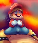  abstract_background blush bowser bulge human koopa male male/male mammal mario mario_bros nintendo questionable_consent salad_pervert scalie size_difference slightly_chubby sweat tears video_games 