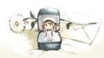  batsubyou black_footwear blush_stickers brown_hair cat chibi commentary_request error_musume fairy_(kantai_collection) flower girl_holding_a_cat_(kantai_collection) gomennasai hat kantai_collection letter long_sleeves looking_at_viewer pleated_skirt ring_box shoes skirt smile socks solid_oval_eyes standing triangle_mouth white_legwear 