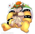 &lt;3 2017 anal anal_penetration bowser duo human koopa luigi male male/male mammal mario_bros nintendo overweight penetration penis salad_pervert scalie simple_background size_difference sweat video_games white_background 