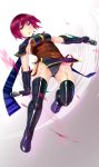  black_legwear blush breasts commentary_request gloves highres korigitsune large_breasts looking_at_viewer nel_zelpher nipples panties purple_eyes red_hair scarf short_hair solo star_ocean star_ocean_till_the_end_of_time tattoo thighhighs underwear 