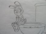  4:3 anthro disney female jpp jppaqui_(artist) judy_hopps lagomorph mammal rabbit sitting sketch solo toilet traditional_media_(artwork) zootopia 
