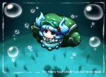  backpack bag blue_hair bubble different_shadow hair_bobbles hair_ornament hat kashuu_(b-q) kawashiro_nitori key konpaku_youmu konpaku_youmu_(ghost) multiple_girls shadow short_hair touhou twintails underwater when_you_see_it 