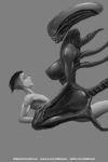  2018 alien alien_(franchise) alien_girl alternate_version_at_source beast_(disambiguation) big_feet black_body black_skin black_tail breasts claws cowgirl_position eye_contact eyeless feet female hair human human_on_humanoid humanoid larger_female lips male male/female mammal monster monster_girl_(genre) nihilophant nipples not_furry nude on_top penetration riding seductive sex simple_background sitting size_difference skinny smaller_male smile text white_guy wide_hips xeno xenomorph xenophilia 