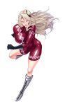  00s 1girl blonde_hair blue_eyes bodysuit breasts eliza_perlman female full_body huge_breasts kangoku_academia kangoku_senkan latex latex_suit lilith-soft long_hair looking_at_viewer parted_lips prison_academia shiny shiny_skin sian silver_hair smile solo standing 