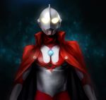  bai_wang bodysuit cape chinese_commentary commentary helmet highres male_focus red_cape solo ultra_series ultraman ultraman_(1st_series) upper_body yellow_eyes 