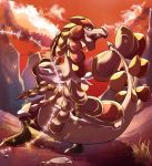  dragon kommo-o looking_back no_humans open_mouth pokemon pokemon_(creature) pokemon_(game) pokemon_sm scales solo tail 