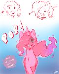  2014 30_minute_art_challenge alternate_species blue_eyes cold-blooded-twilight dialogue equine female feral friendship_is_magic fur hair hi_res horn looking_at_viewer mammal my_little_pony open_mouth pink_fur pink_hair pinkie_pie_(mlp) text transformation winged_unicorn wings 