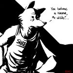  anthro black_and_white boreoboros canine clothed clothing crying dialogue disney english_text fan_character fox hi_res male mammal monochrome nick_wilde shepard_bellwether solo tears text wolf zootopia 