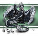  2018 digital_media_(artwork) dragon drerika female feral kaliyah_(dragon) pussy watermark wings 