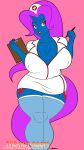  anthro big_breasts breasts clothing cutie_mark equine female hair horn invalid_tag legwear lipstick makeup mammal my_little_pony nurse pen purple_eyes simple_background thehotroom thick_thighs unicorn 
