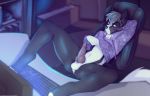  anthro balls bedroom_eyes clothed clothing glowing half-closed_eyes jake knot looking_at_viewer male ni70 penis seductive solo 