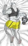  bulge clothing feline headphones jockstrap leopard lopland male mammal muscular muscular_male ricky_landon shirt shorts snow_leopard tank_top underwear 