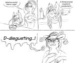  2016 bat_pony comic dialogue dripping english_text equine fan_character female feral food horse mammal monochrome mustard my_little_pony nolegs_(oc) pony replica_(artist) reppy sandwich_(food) text towel wet 