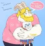  animated_skeleton anthro asgore_dreemurr atlantart bone boss_monster caprine cuddling cute duo goat hi_res male male/male mammal sans_(undertale) size_difference skeleton undead undertale video_games 