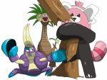  2016 4:3 alolan_exeggutor ambiguous_gender bewear crabrawler deprazard digital_drawing_(artwork) digital_media_(artwork) feral group nintendo pok&eacute;mon pok&eacute;mon_(species) punching regional_variant simple_background tree video_games white_background 