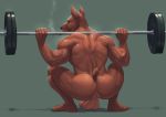  anthro anus backsack balls big_balls butt canine cigar crouching exercise humanoid_penis kaynine male mammal muscular muscular_male nude penis rear_view saggy_balls smoke smoking solo uncut vein weightlifting workout 