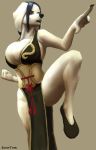  anthro big_breasts breasts canine cleavage clothed clothing female hair kung_fu mammal shintori solo standing tight_clothing 