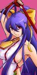  1girl antenna_hair blazblue genderswap genderswap_(mtf) mai_natsume pink_eyes ponytail purple_hair upper_body 