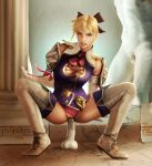  cassandra_alexandra cleavage_cutout dildo dress mrstranger panties panties_aside pussy sex_toy soul_calibur squatting underwear 