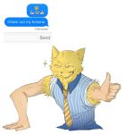  bottomless clothed clothing emoticon english_text feline human humor lobcat male mammal muscular necktie phone solo tacosaurusrex text texting what where_is_your_god_now 