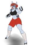  anthro bandage cervine clothed clothing colored_sketch female fighting_stance fingerless_gloves gloves looking_at_viewer mammal smile solo standing vibershot 