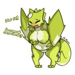  blush breasts crown dragon embarrassed female front_view green_skin not_furry overweight overweight_female princess pussy royalty scalie simple_background solo srmario towergirls white_background wyvern wyvern_princess_(towergirls) 