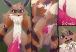  anthro anthro_on_anthro anthrofied arcanine arrow balls blush brown_fur canine clitoris comic cum dialogue eevee english_text female fur grimart grinding long_ears male male/female mammal nintendo nude open_mouth penis pok&eacute;mon pok&eacute;mon_(species) pussy sex size_difference tapering_penis teal_eyes text video_games 