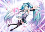  absurdres aqua_eyes aqua_hair detached_sleeves digital_dissolve hatsune_miku headset heart highres long_hair musical_note necktie skirt smile solo thighhighs twintails very_long_hair vocaloid 