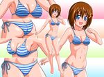  armpits ass bikini blue_eyes breasts brown_hair inferno_(nanbu14) lyrical_nanoha mahou_shoujo_lyrical_nanoha mahou_shoujo_lyrical_nanoha_a's mahou_shoujo_lyrical_nanoha_strikers medium_breasts short_hair sideboob swimsuit underboob yagami_hayate 