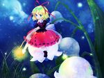  bad_id bad_pixiv_id blonde_hair blue_eyes bubble_skirt flower hair_ribbon lamp lily_of_the_valley medicine_melancholy night nukonuko ribbon skirt solo touhou 